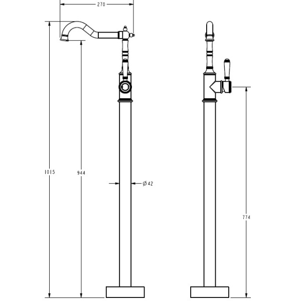Clasico Free Standing Bath Mixer - HYB868-701 - Image 9