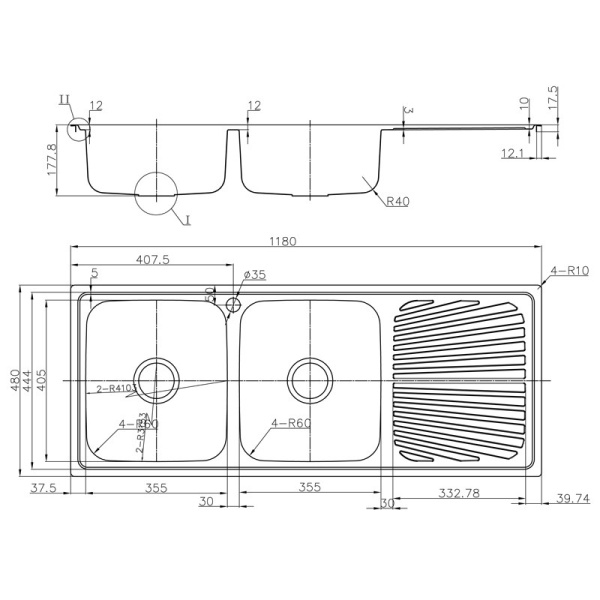 OTUS DOUBLE BOWL & SINGLE DRAINER KITCHEN SINK - P0011848-2LHB - Image 2