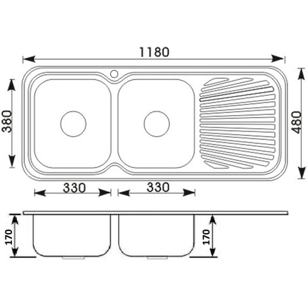 CORA DOUBLE BOWLS KITCHEN SINK - P1180LHB - Image 2