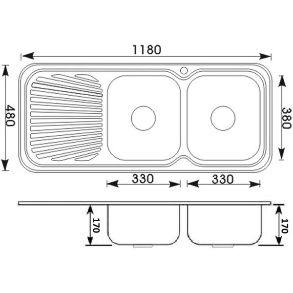 CORA DOUBLE BOWLS KITCHEN SINK - P1180RHB - Image 2