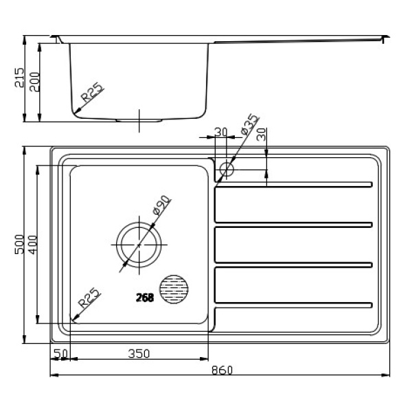 SETO SINGLE BOWL &SINGLE DRAINER -P5347N-LHB - Image 2