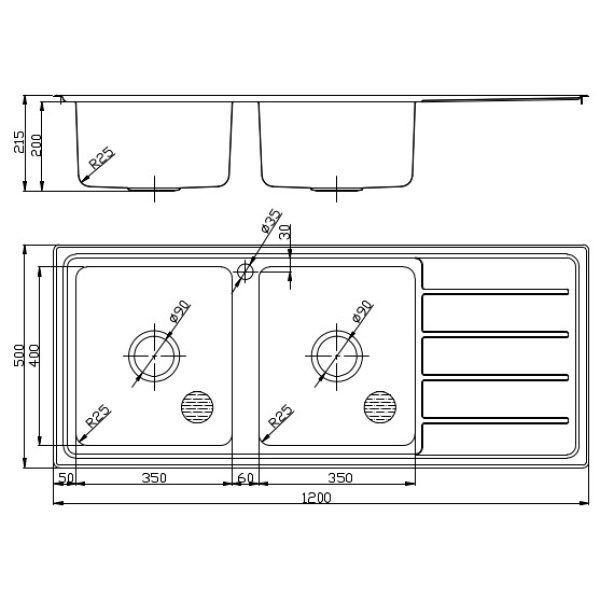 SETO DOUBLE BOWL &SINGLE DRAINER - P5355N-LHB - Image 2