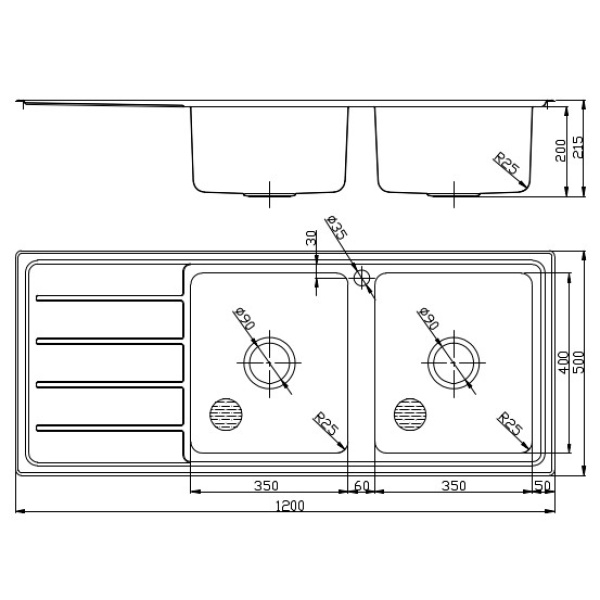 IKON DOUBLE BOWL &SINGLE DRAINER - P5355N-RHB - Image 2