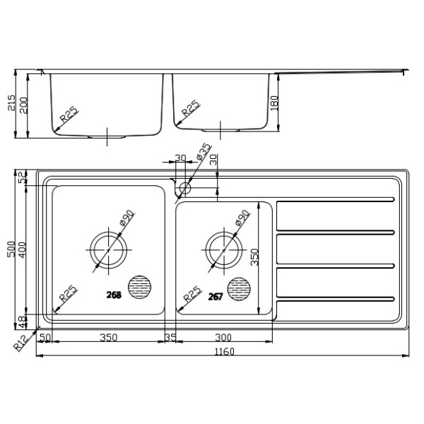 SETO 1 & 3/4 BOWL &SINGLE DRAINER - P5361N-LHB - Image 2