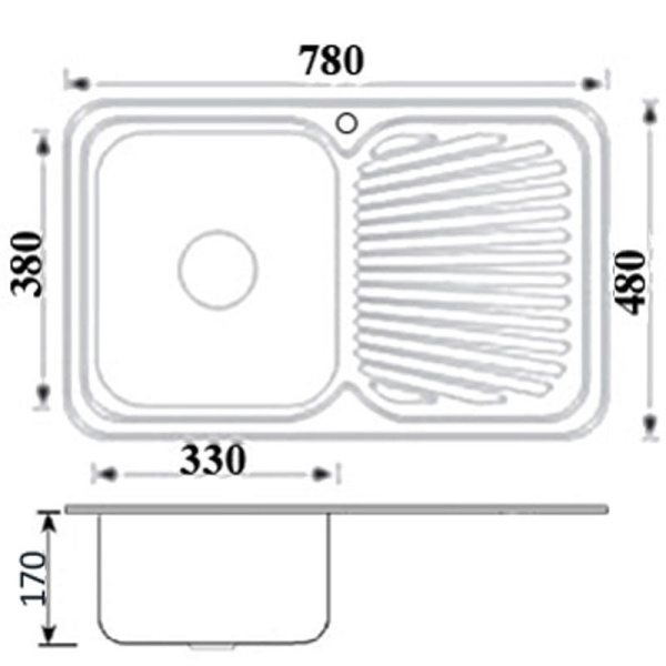 CORA SINGLE BOWL & SINGLE DRAINER KITCHEN SINK - P780LHB - Image 2
