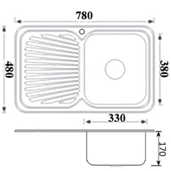 CORA SINGLE BOWL & SINGLE DRAINER KITCHEN SINK - P780RHB - Image 2