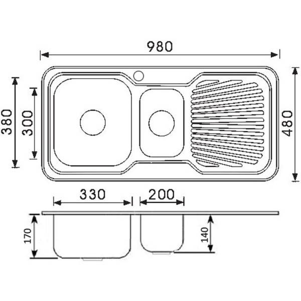 CORA 1 & 1/2 BOWL & SINGLE DRAINER KITCHEN SINK - P980LHB - Image 2