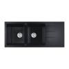 Cora Black Granite Sink Double Bowl with Drainer- PGR11650D-MB