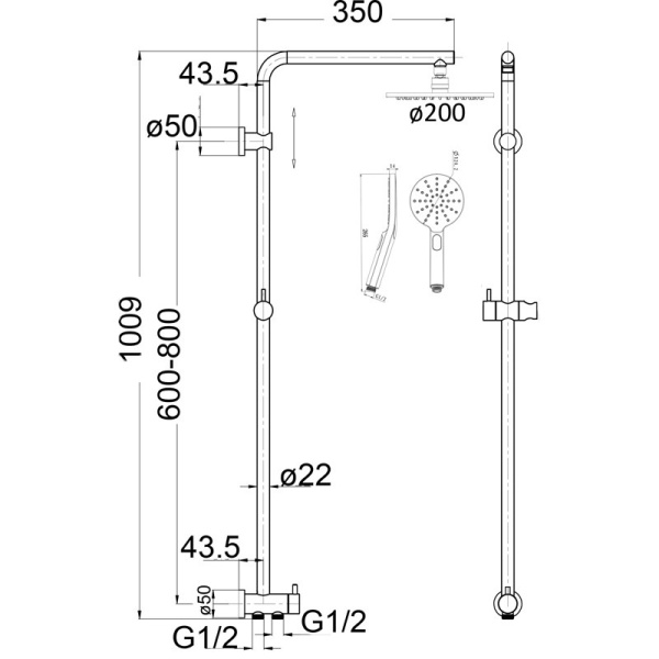 CORA ROUND MULTI-FUNCTION SHOWER SET (TWO HOSES) - PHC4501R - Image 3