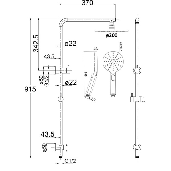 CORA ROUND MULTIFUNCTION SHOWER SET - PHC4502R-GM - Image 2