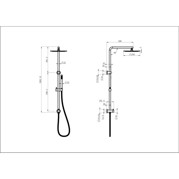 CORA ROUND MULTIFUNCTION SHOWER SET STAINLESS STEEL 250MM - PHC4502RN-003SS-250 - Image 2