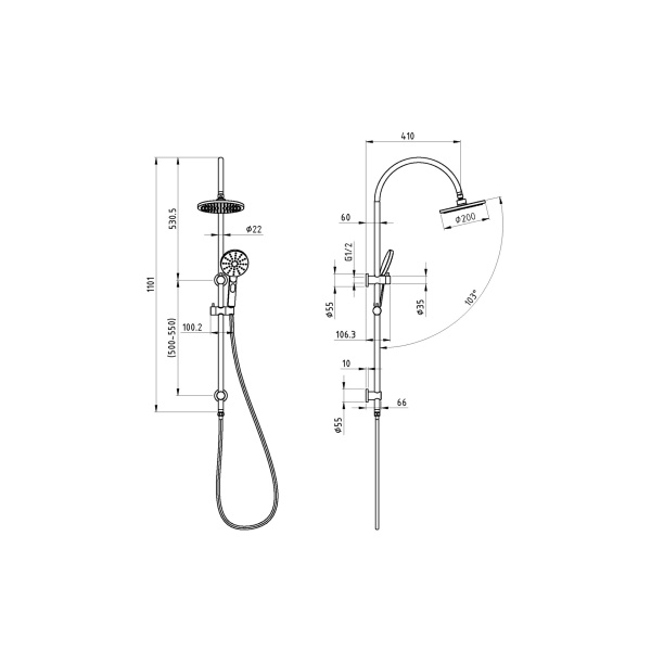 CORA ROUND GOOSENECK MULTIFUNCTION SHOWER SET - PHC4502RN-GN - Image 3