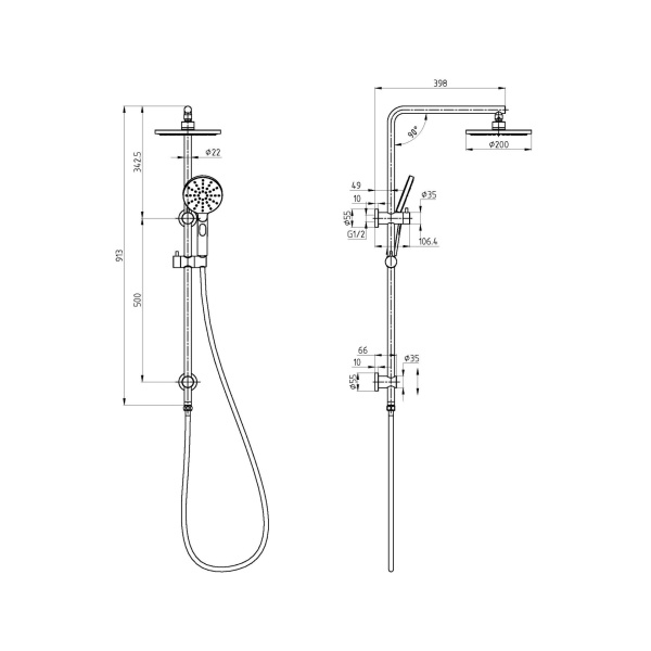 NEW CORA II ROUND BRASS MULTIFUNCTION SHOWER SET - PHC4502RNS - Image 2