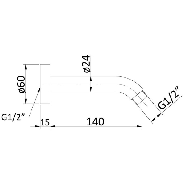 ROUND CURVED SHOWER ARM - PHD1003A - Image 2