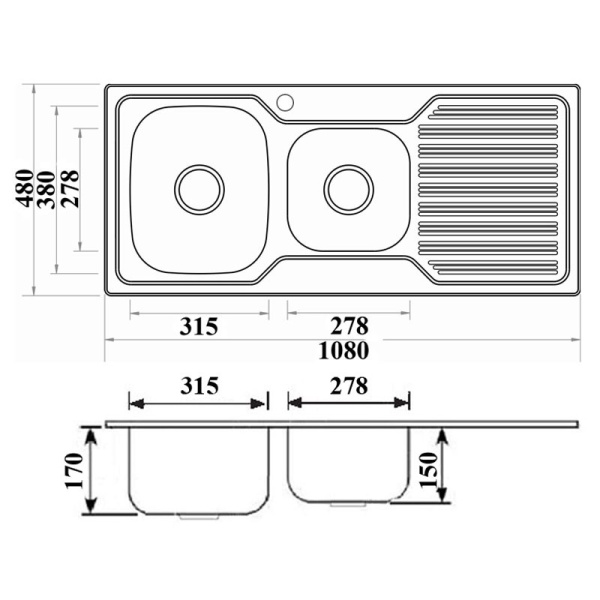 1 & 3/4 BOWL SINK - PN1080A-LHB - Image 2