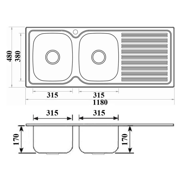 DOUBLE BOWL SINK - PN1180A-LHB - Image 2