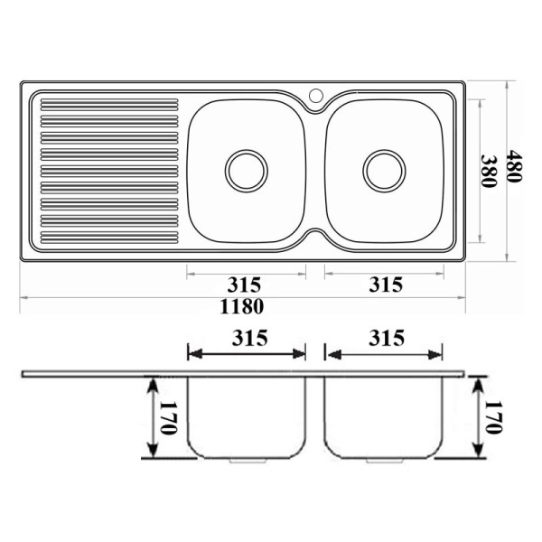 DOUBLE BOWL SINK - PN1180A-RHB - Image 2