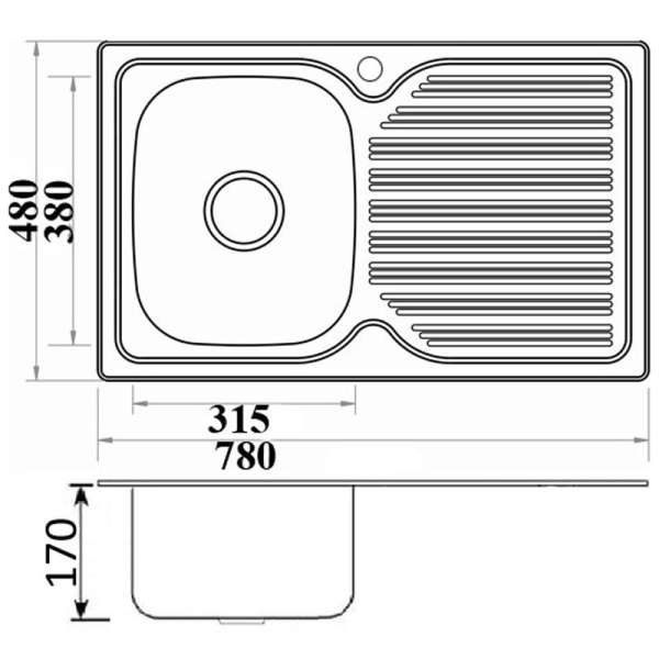 SINGLE BOWL SINK - PN780A-LHB - Image 2