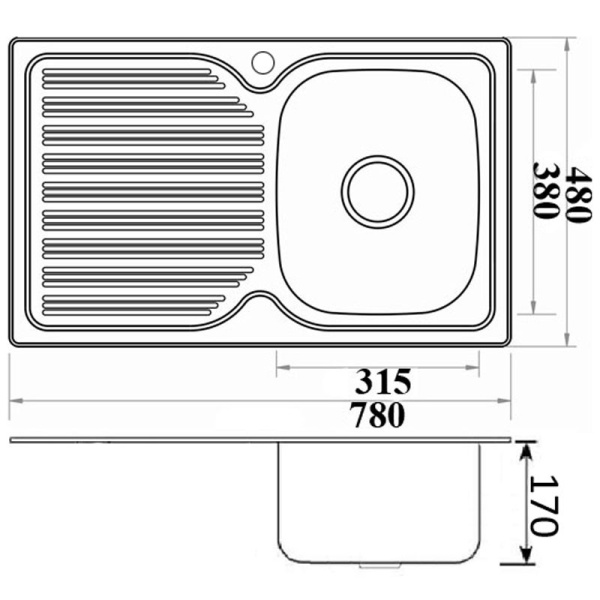 SINGLE BOWL SINK - PN780A-RHB - Image 2