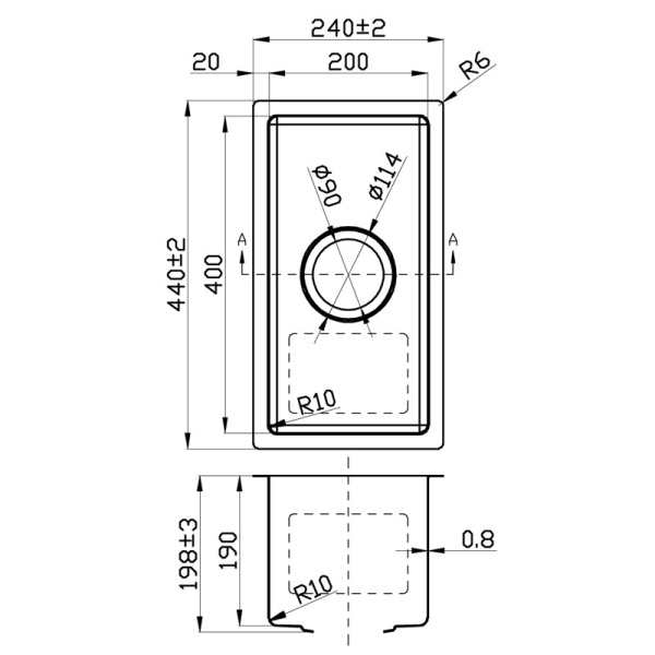 NEW CORA SINGLE BOWL ABOVE / UNDERMOUNT SINK - PR2040N - Image 2