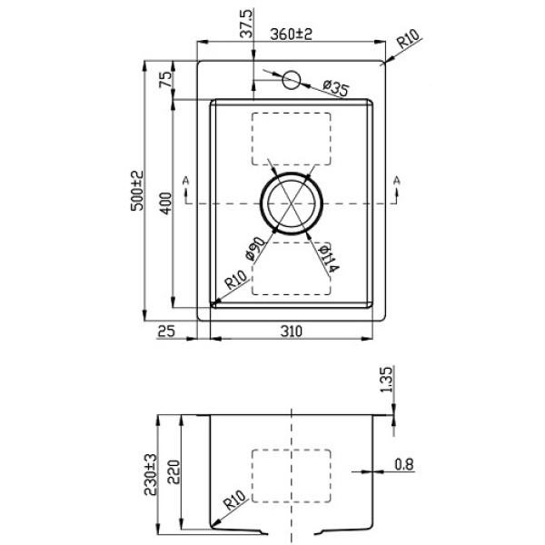 EDEN SINGLE BOWL ABOVE / UNDERMOUNT SINK - PR3140LT - Image 2