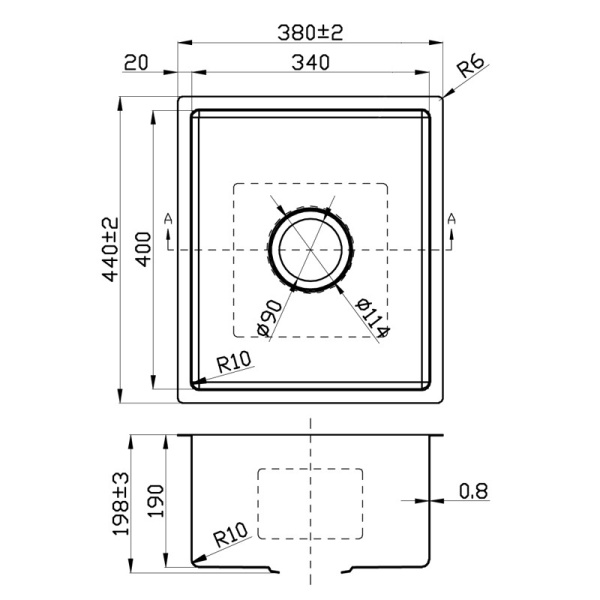 NEW CORA SINGLE BOWL ABOVE / UNDERMOUNT SINK - PR4034N - Image 2