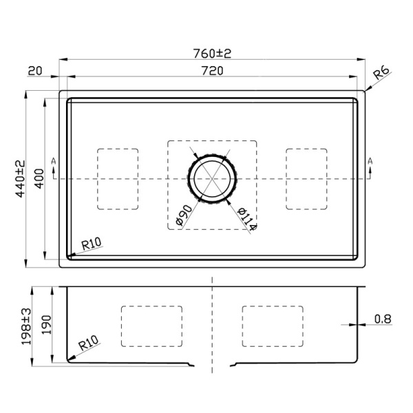 NEW CORA SINGLE BOWL ABOVE / UNDERMOUNT SINK - PR7040N - Image 2
