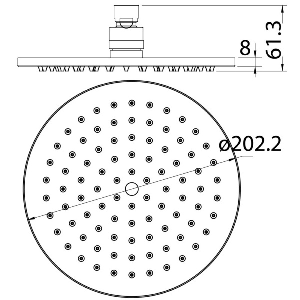CORA ROUND BRASS SHOWER HEAD 200mm - PRB1056N - Image 3