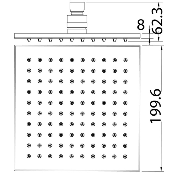EDEN SQUARE BRASS SHOWER HEAD 200mm - PRB1067N - Image 4