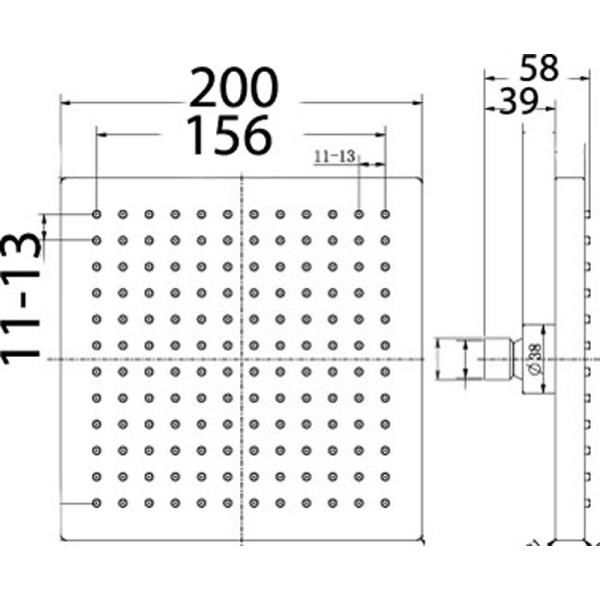 ROSA SQUARE PLASTIC SHOWER HEAD 200mm - PRP1025-1N - Image 7