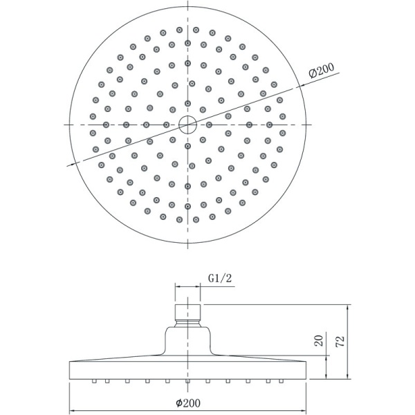 OTUS ROUND PLASTIC SHOWER HEAD 200mm - PRP1052-N - Image 7