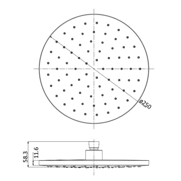 OTUS ROUND PLASTIC SHOWER HEAD 250mm - PRP311001 - Image 4