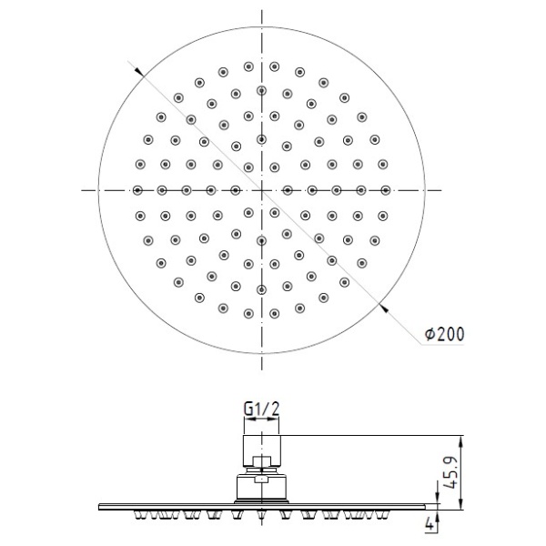 Cora Overhead Shower 200mm in Brushed SS304 - PRS086SS - Image 2