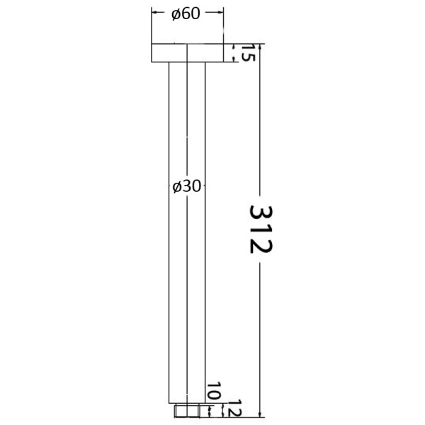 ROUND VERTICAL SHOWER ARM 300mm - PRY001 - Image 7