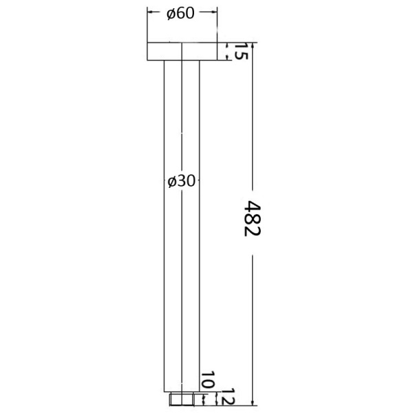 ROUND VERTICAL SHOWER ARM 470mm - PRY001A - Image 2
