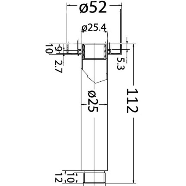 ROUND VERTICAL SHOWER ARM 100mm - PRY001D - Image 2