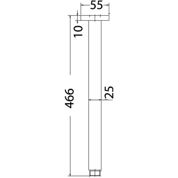 SQUARE VERTICAL SHOWER ARM 450mm - PRY002A - Image 2