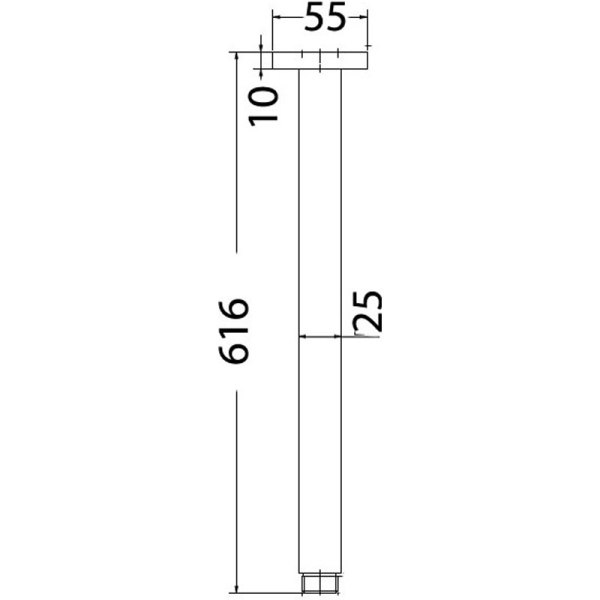 SQUARE VERTICAL SHOWER ARM 610mm - PRY002B - Image 2