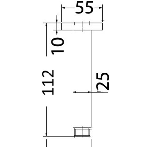 SQUARE VERTICAL SHOWER ARM 100mm - PRY002D - Image 2