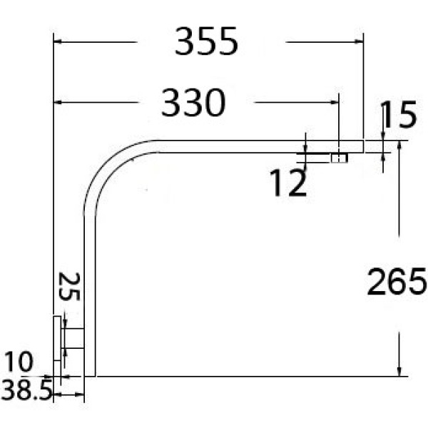 SQUARE VERTICAL L - SHAPE SHOWER ARM - PRY030 - Image 3