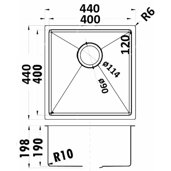 EDEN SINGLE BOWL ABOVE / UNDERMOUNT SINK (R10 CORNER) - PS400R - Image 2