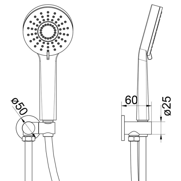 MAYA ROUND HAND SHOWER ON WALL OUTLET BRACKET - PSH029-1 - Image 3
