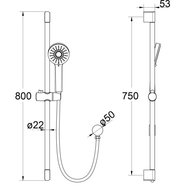 MAYA ROUND BRASS MULTI FUNCTION SLIDING SHOWER SET - PSH029 - Image 2