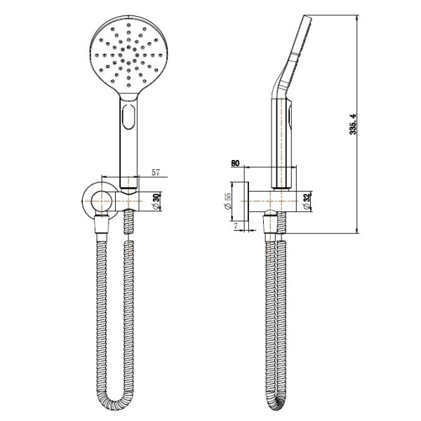 CORA ROUND HAND SHOWER ON WALL OUTLET BRACKET CHROME - PSH036-1 - Image 6