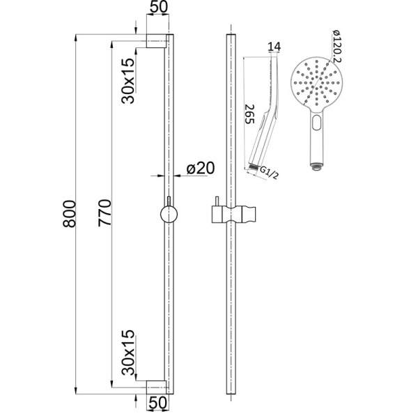 CORA ROUND SLIDING SHOWER SET CHROME - PSH036 - Image 3