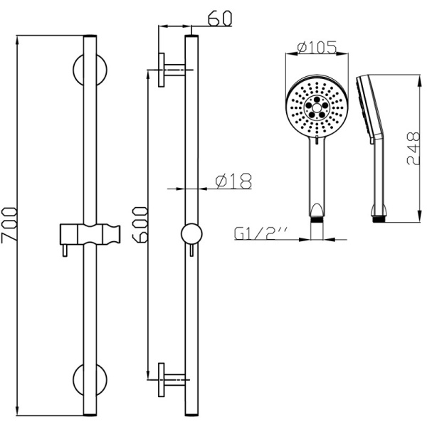 OTUS SLIDING SHOWER SET CHROME - PSH039 - Image 3