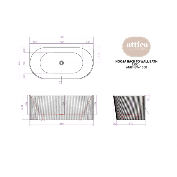 Attica Noosa 1500 BTW Multi-fit Bath - Image 5