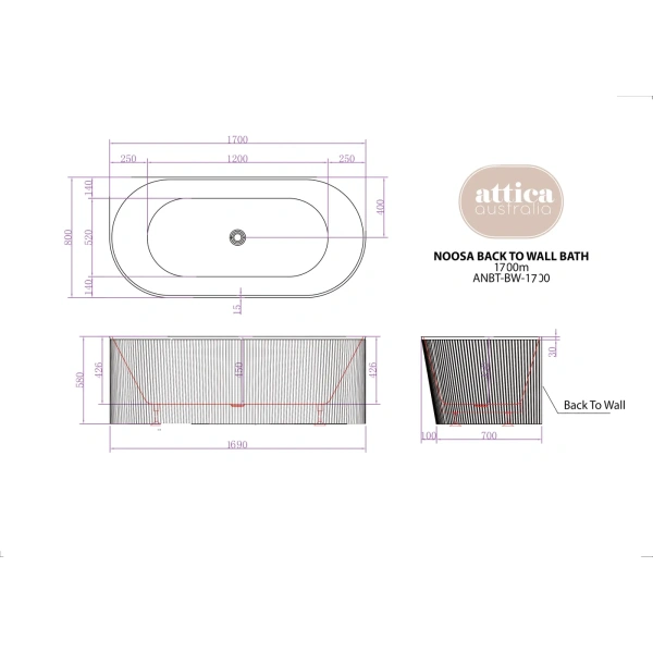Attica Noosa 1700 BTW Multi-fit Bath - Image 5