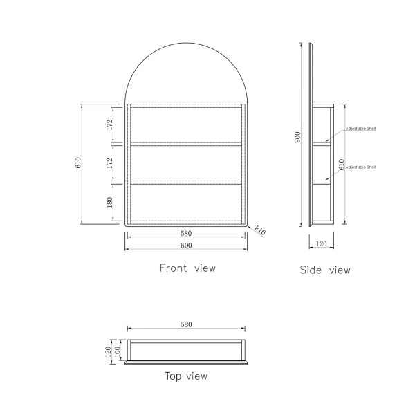 Archie 900mm Shaving Cabinet - Image 8