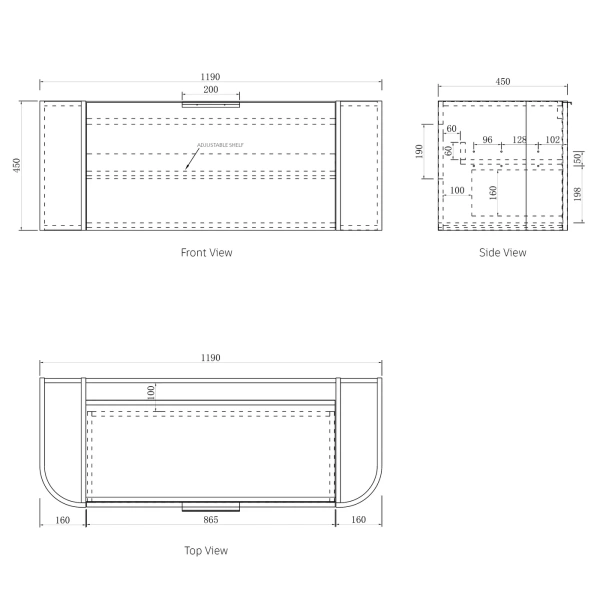 Bondi 1200mm Wall Hung Curve Vanity - Image 13